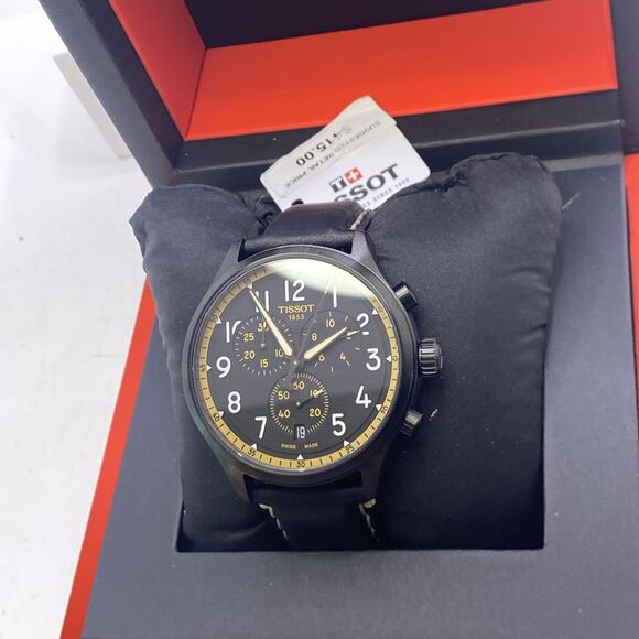 Tissot Mens Chronograph Black Tan Fashion Watch Gift For Man W Box New Battery main image 7